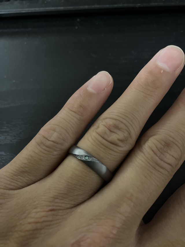 素材タンタル(Ta)、17.5号、石留めブルーダイアモンド