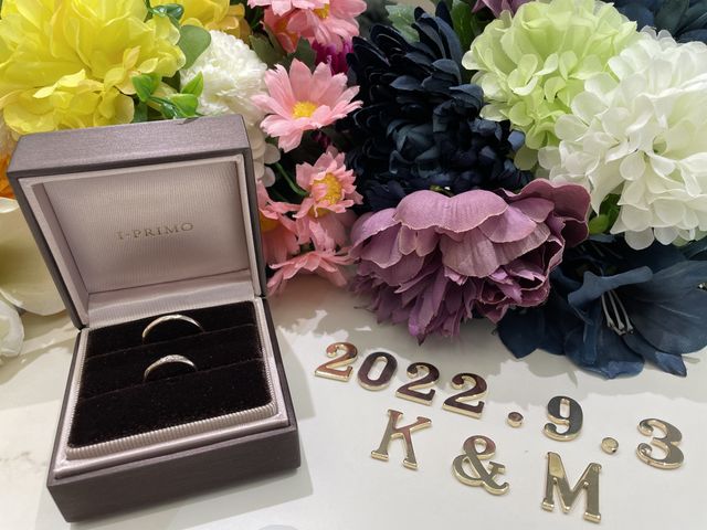 結婚記念日で指輪と記念撮影しました。