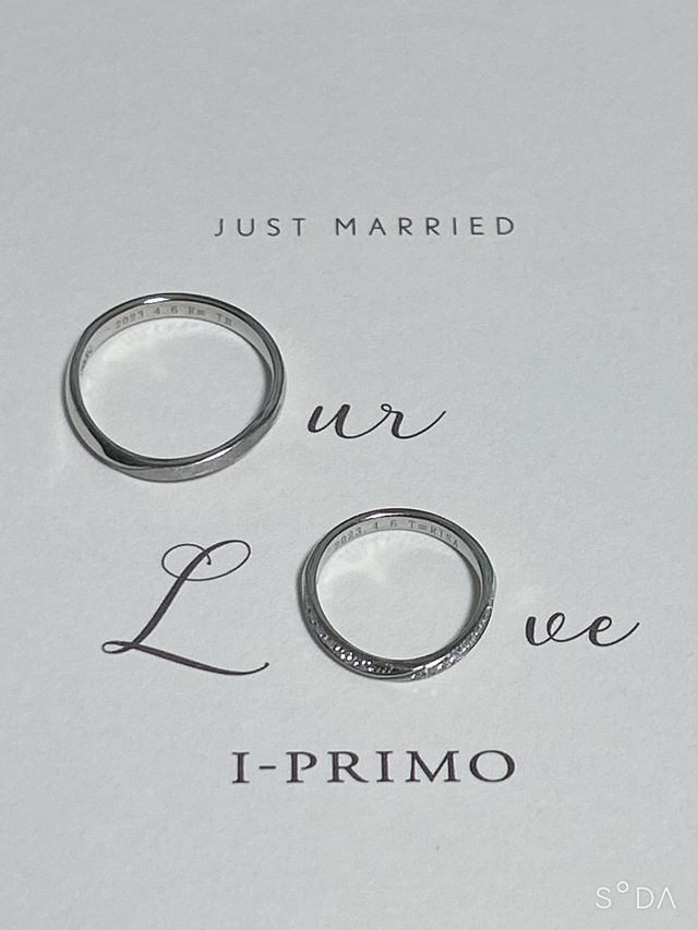 刻印は入籍日　イニシャル　星座
　肉眼では目立たないです