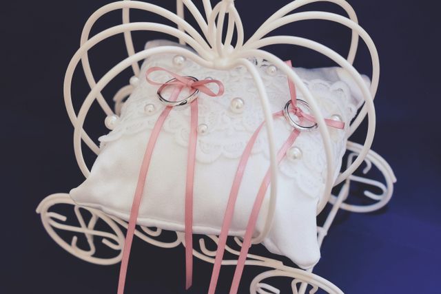 結婚式当日リングピローに乗せて撮影してもらいました。