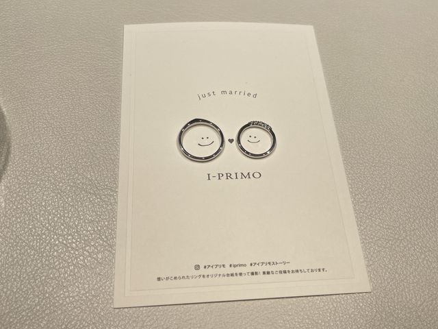 指輪の受け取り時に撮影しました。