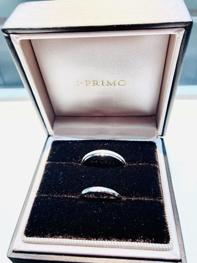 ペアリング。夫の指輪のデザインもとても素敵でした。