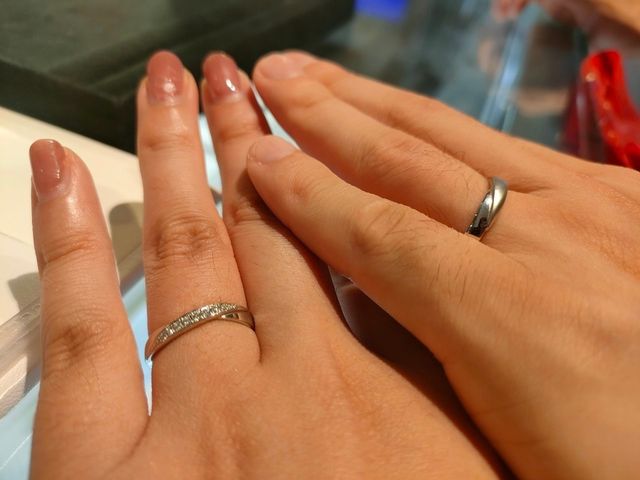 クロスになってるデザインと着け心地から選んだ指輪
