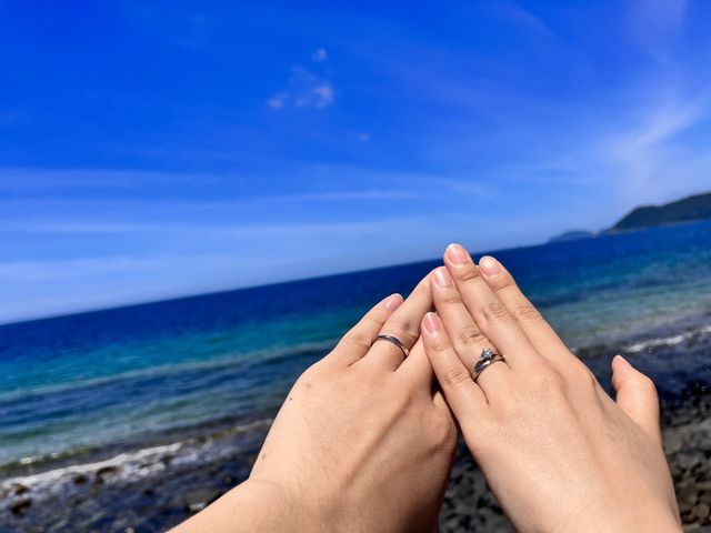 受け取り当日婚約指輪も付けて