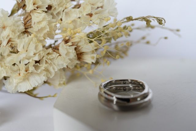 内側には名前、日付、愛犬の足型を刻印できました。