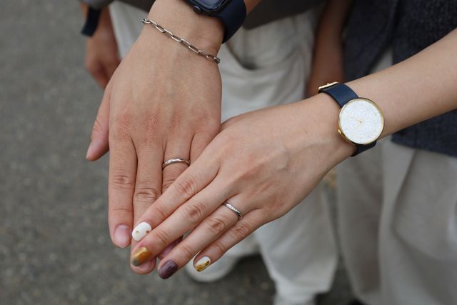 指輪の受け取りの際に店舗の方が撮影してくださいました！