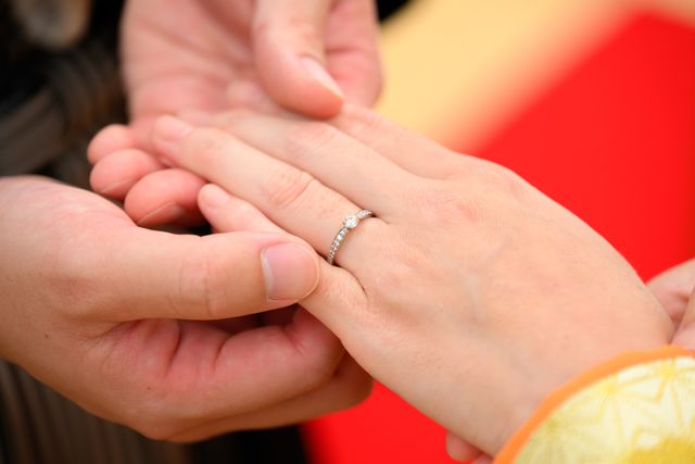 前撮り撮影時。引っかかることなく、着け心地も良いです。