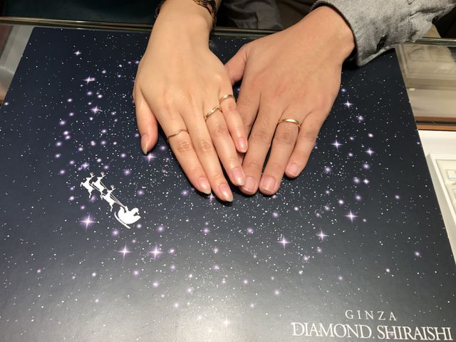 大好きなゴールドの結婚指輪♡一目惚れのアクアニーナ