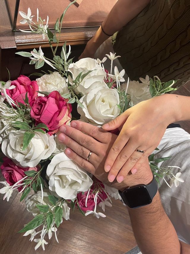 指輪引き渡し後にお店の方から撮っていただきました！