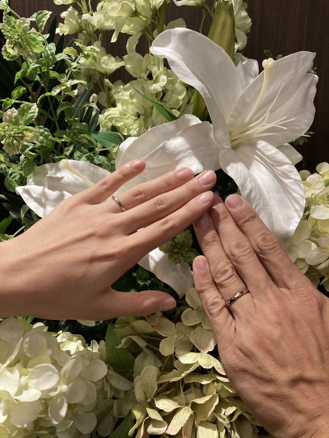 店内の花と撮影していただいた。