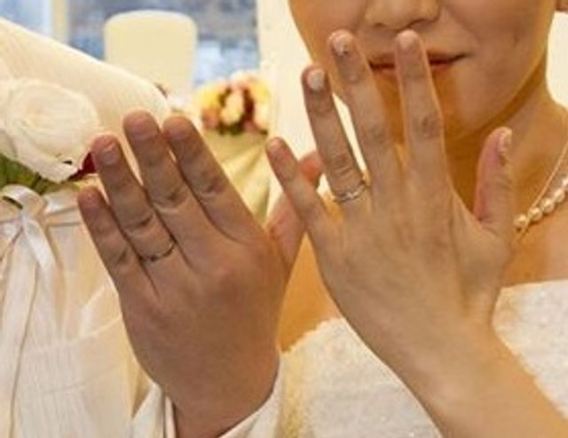 結婚式当日の指輪交換時