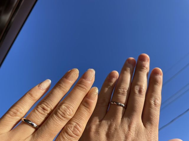 購入後、初めて指輪を付けて撮った写真
