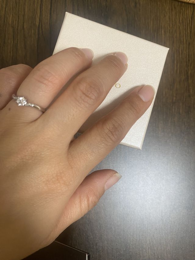 ダイヤは一番小さいもの！私のミニチュアな手には大きく輝く