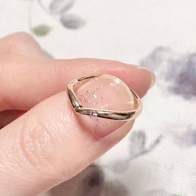 ピンクゴールド ピンクサファイア1石