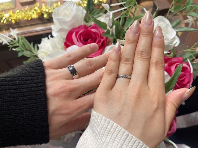 結婚指輪の受け取り時の写真です！
