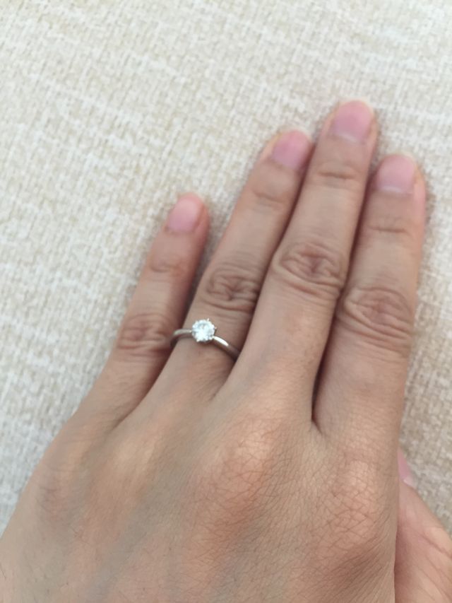 指にはめた写真です