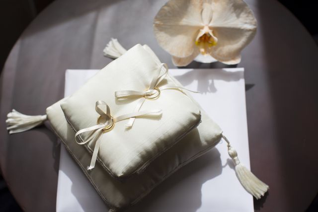 リングピローに置いた写真です