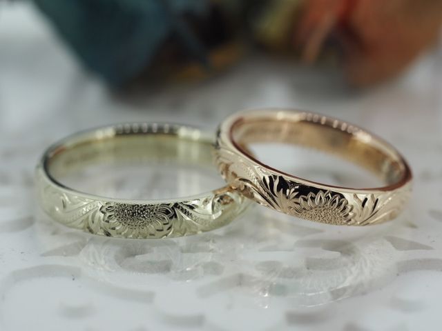 ハワイアンリングでひまわりの絵柄をいれてもらいました。