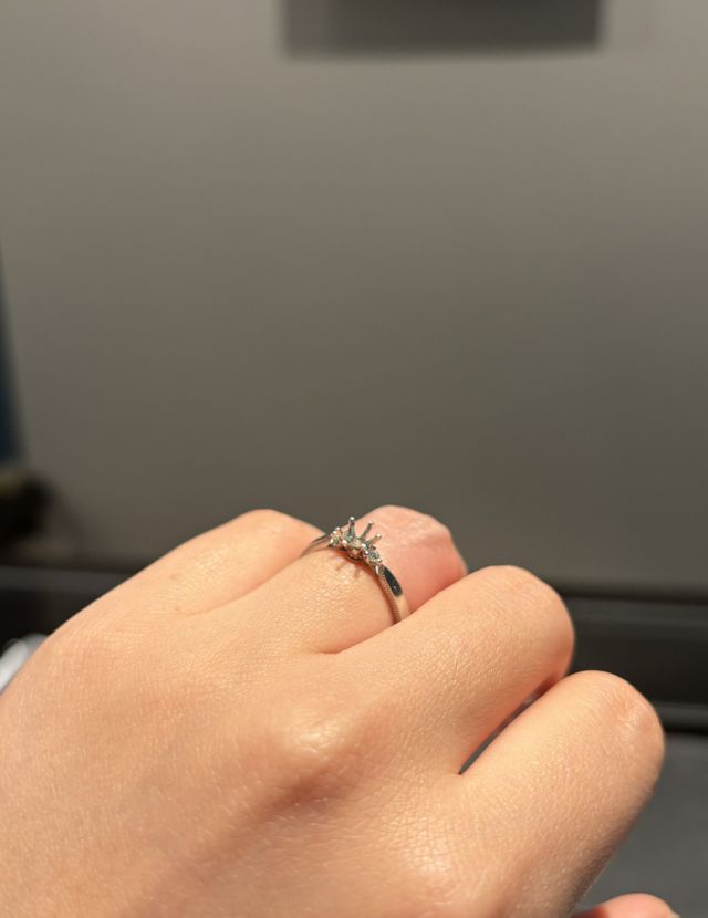 婚約指輪
着用時
王冠の土台が素敵なリングです