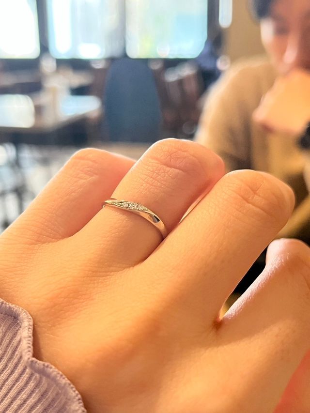 指輪を受け取ってそのままランチに行きました。