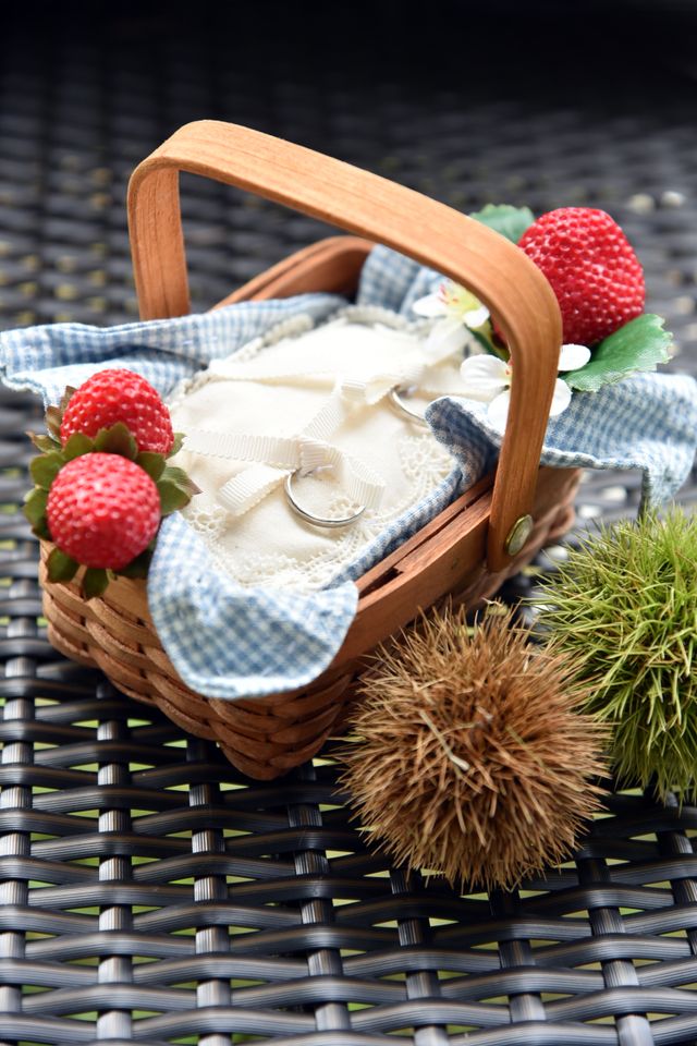 手作りのリングピローとリング