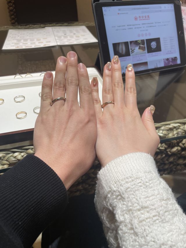 指輪試着の際の写真です。