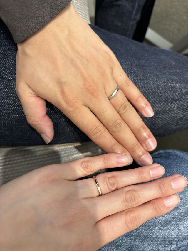 指輪受け取り時の写真