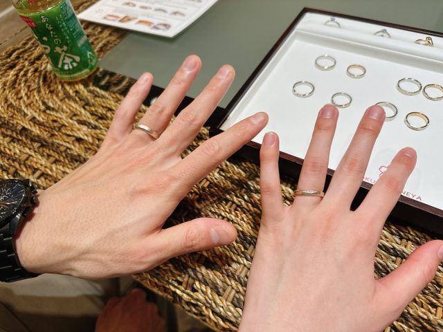 木目金模様が入った指輪