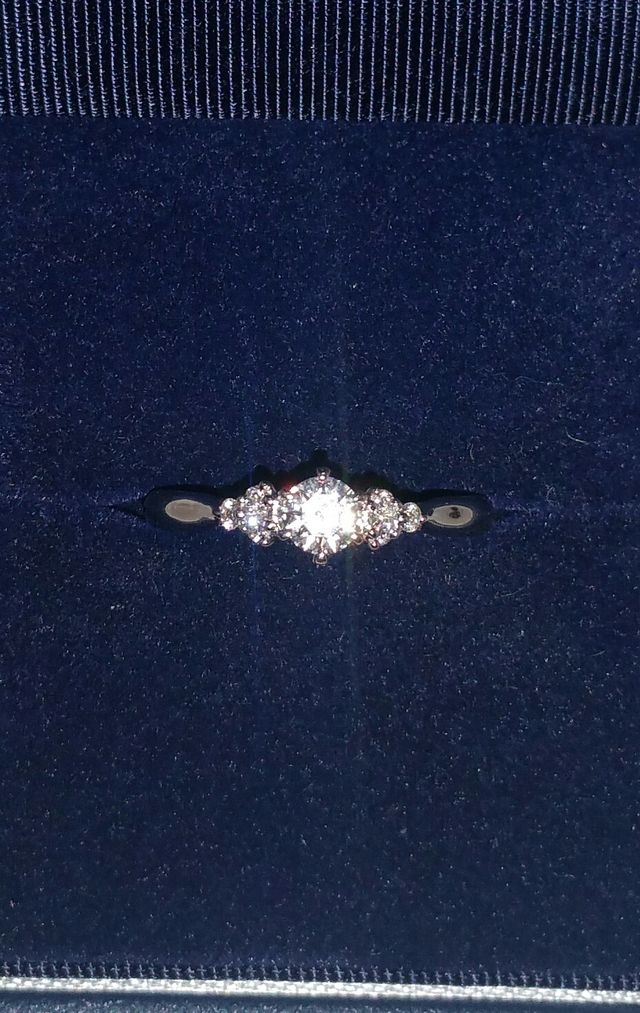 真ん中に1つメインのダイヤ、両脇に3つずつメレダイヤ