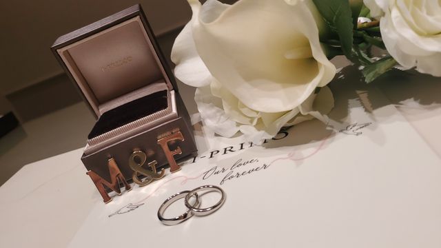 二人のイニシャルと結婚指輪