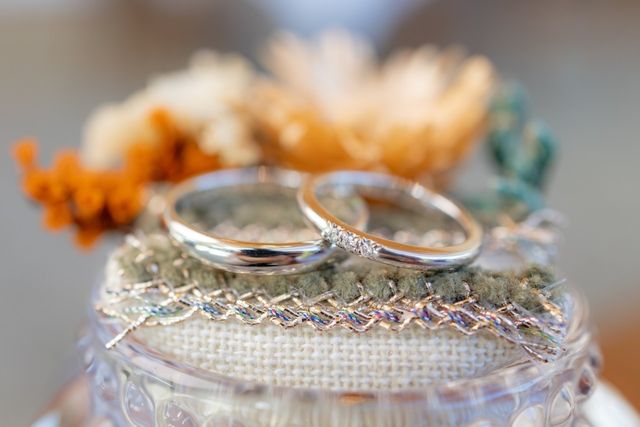 手作りリングピローとともに