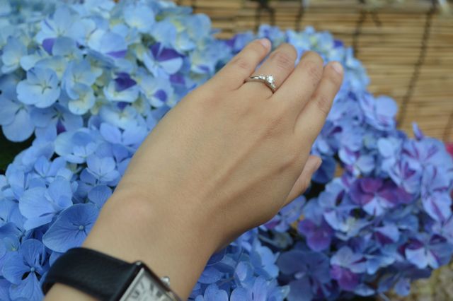 指輪購入、サイズ合わせ後に紫陽花を見に行きました。
