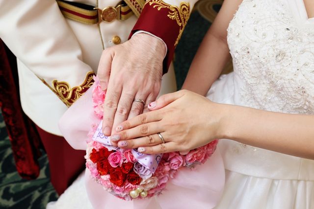 結婚式での結婚指輪の写真