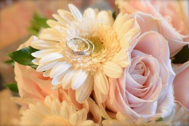 結婚式で撮ってもらった指輪の写真です