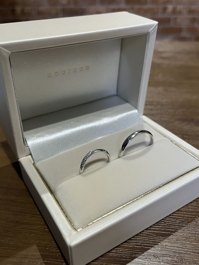 出来上がった結婚指輪です