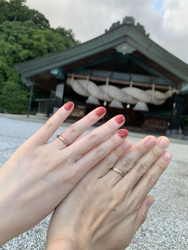 指輪を受け取った後、出雲大社で一緒に撮影しました