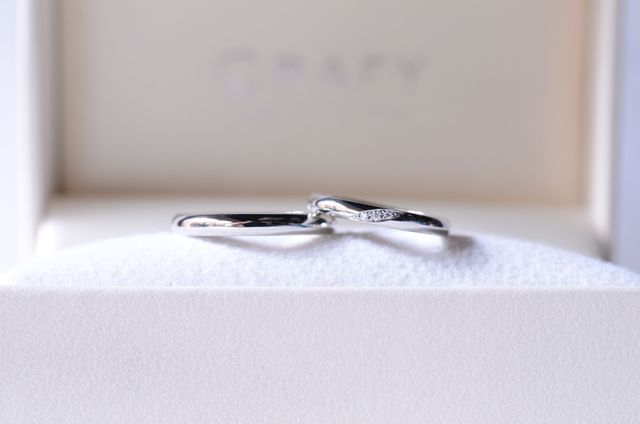 完成品の指輪をお店からサービスとしてお送りいただきました。