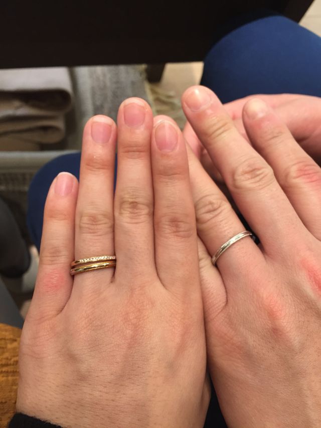 ハーフエタニティのエンゲージとミル打ちマリッジ