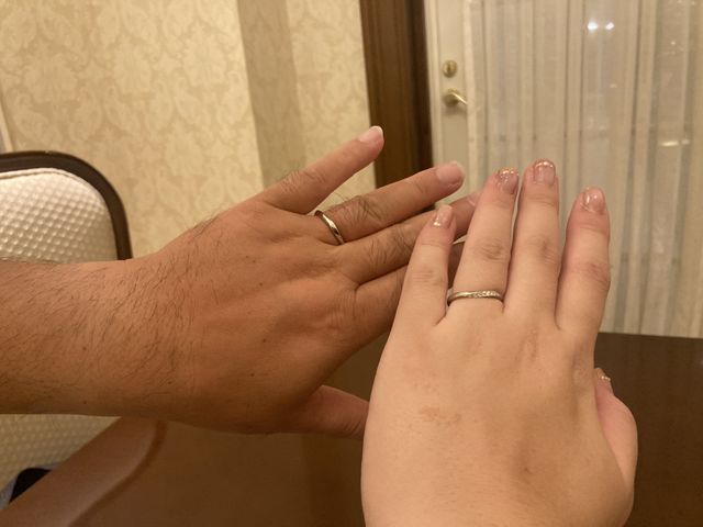 結婚式までつけるのを我慢。
念願の結婚指輪です！