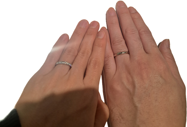 彼もつけるものなので、一緒につけてバランスもみました。