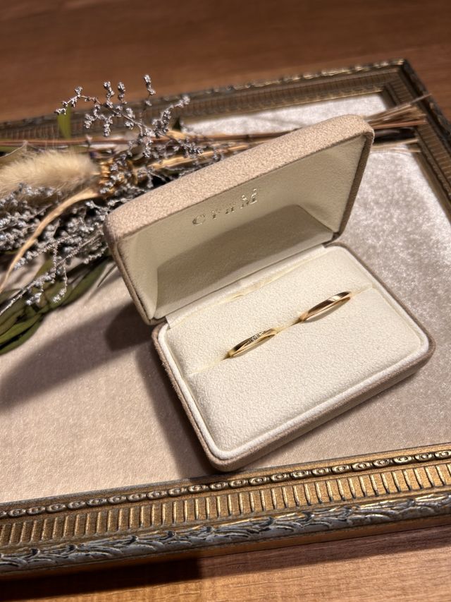 指輪受け取り時の写真です