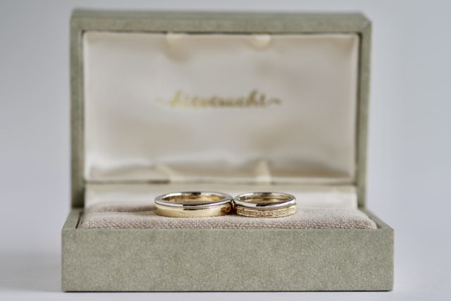 着用時の二人のリングが同じような印象にしました