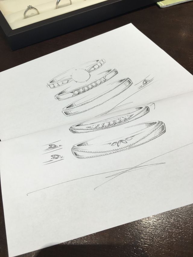 デザイン画をその場で作成して下さいます。