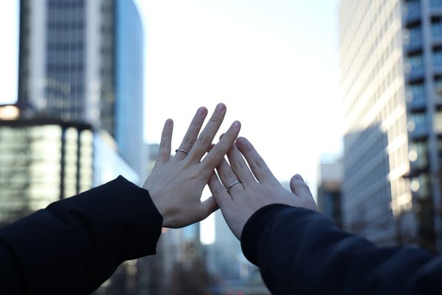 指輪受け取り時に撮影頂きました。