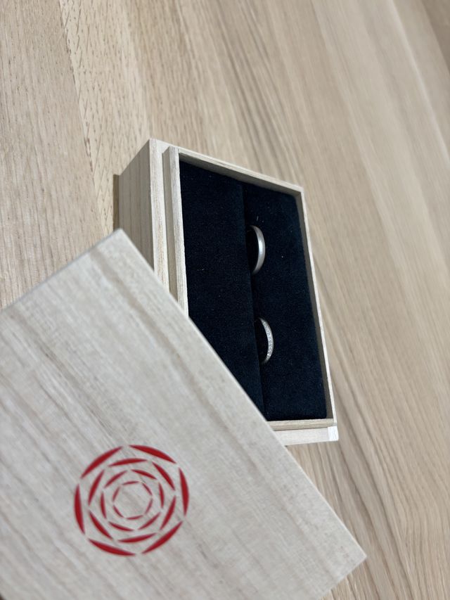 ブランドマークと指輪(左:男性　右：女性)