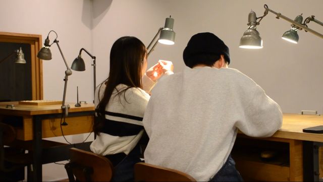 可愛いアトリエのような場所で作れます！