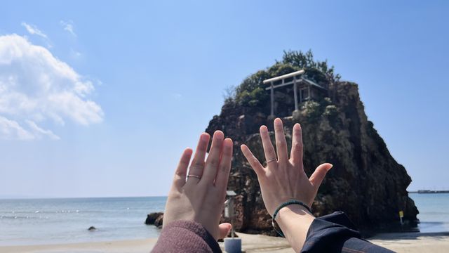 結婚指輪を受け取り後
稲佐の浜へ