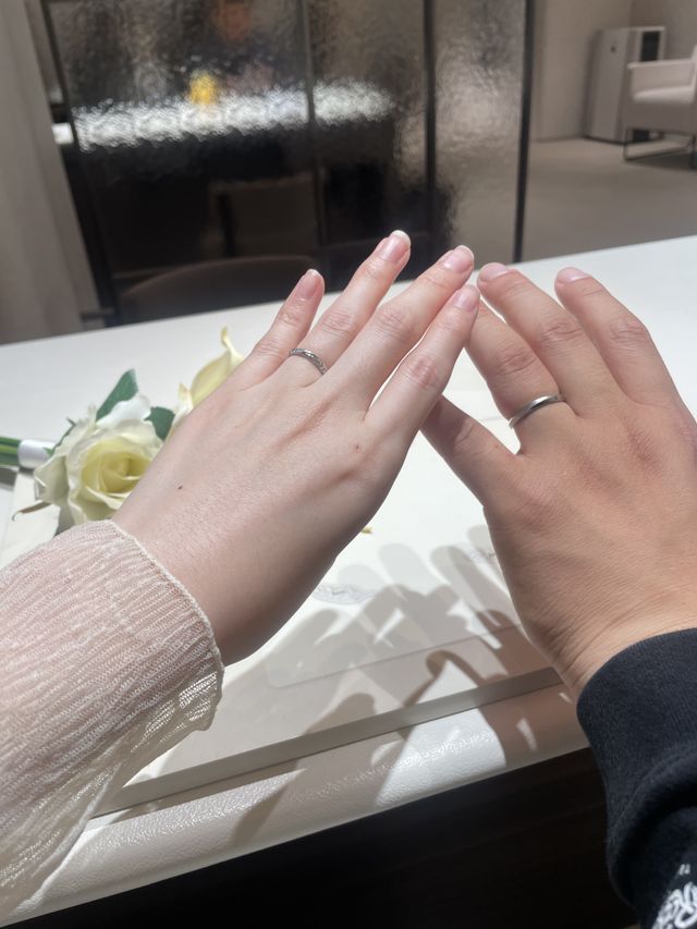 指輪受け取りの際に撮った写真です。