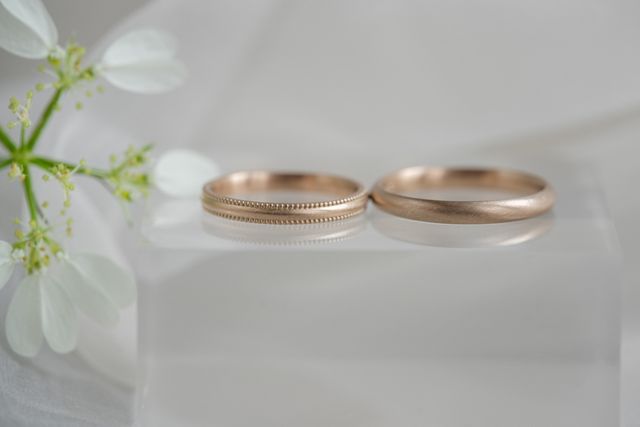 新郎はマット加工、新婦はミルグレインで綺麗に加工になってます