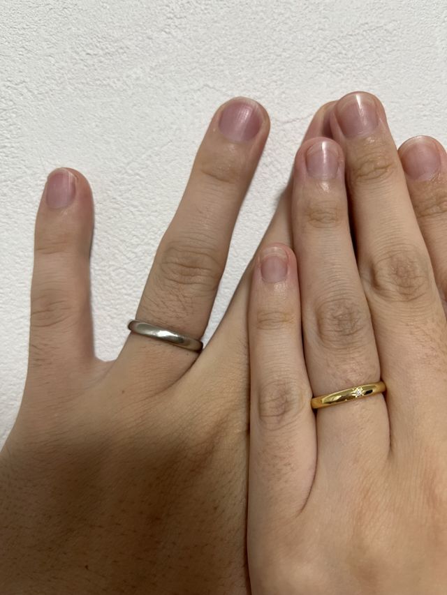 新郎プラチナ艶消し
新婦ゴールド艶出し